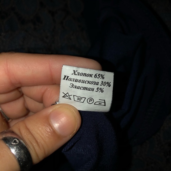 Grey/Blue Lace Dress Flutter Short Sleeve Midi - Picture 5 of 10